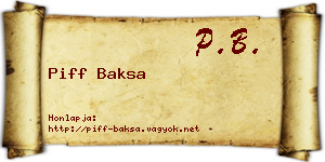 Piff Baksa névjegykártya